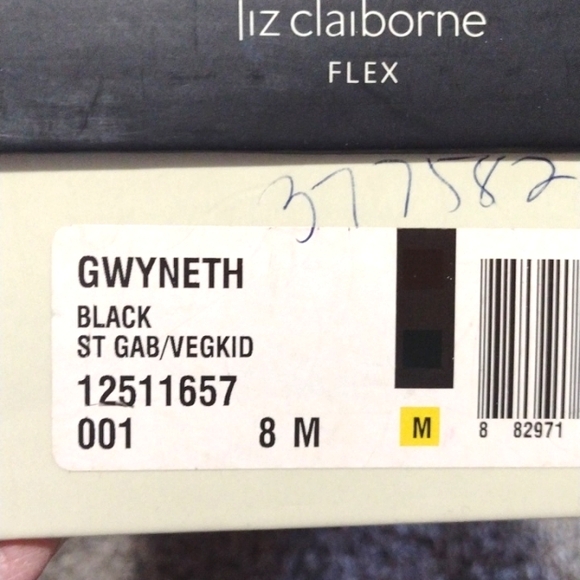 LIZ CLAIBORNE BLACK FABRIC/LEATHER FLEX MID-HEEL SQUARE TOE SIZE 8M MULES/SHOES - Picture 5 of 12